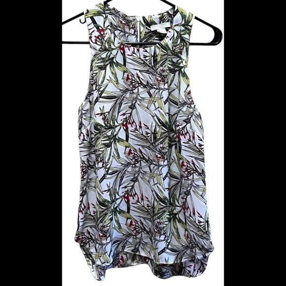 St. Tropez West Sleeveless Blouse Ivory Topical Print Size Small - Picture 1 of 4
